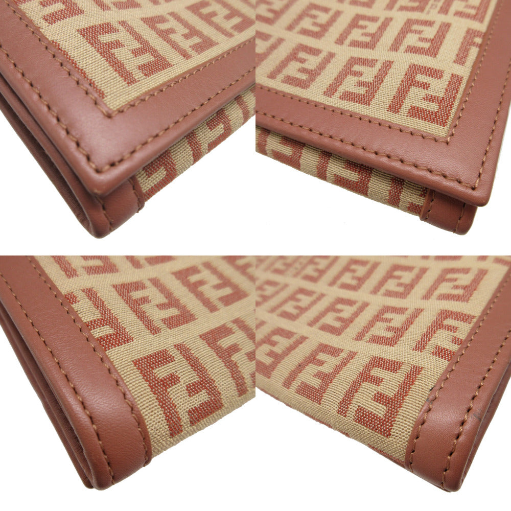 FENDI Long Wallet Purse 8M0000 Canvas, Leather beige Zucchino
