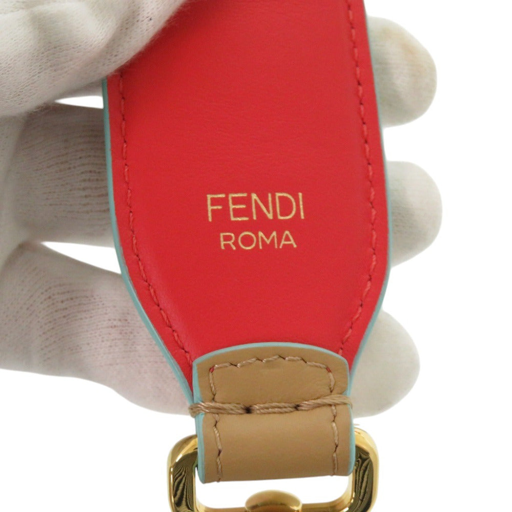 FENDI Shoulder strap Leather, Gold Plated Red