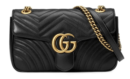 Gucci GG Marmont Small Black Leather Women's Shoulder Bag 443497 DTDIT 1000