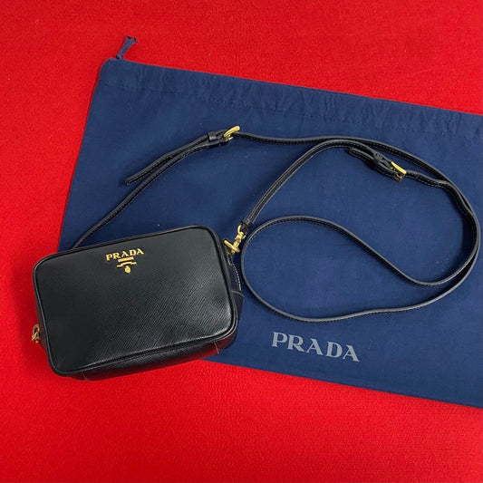 PRADA Shoulder Bag leather black