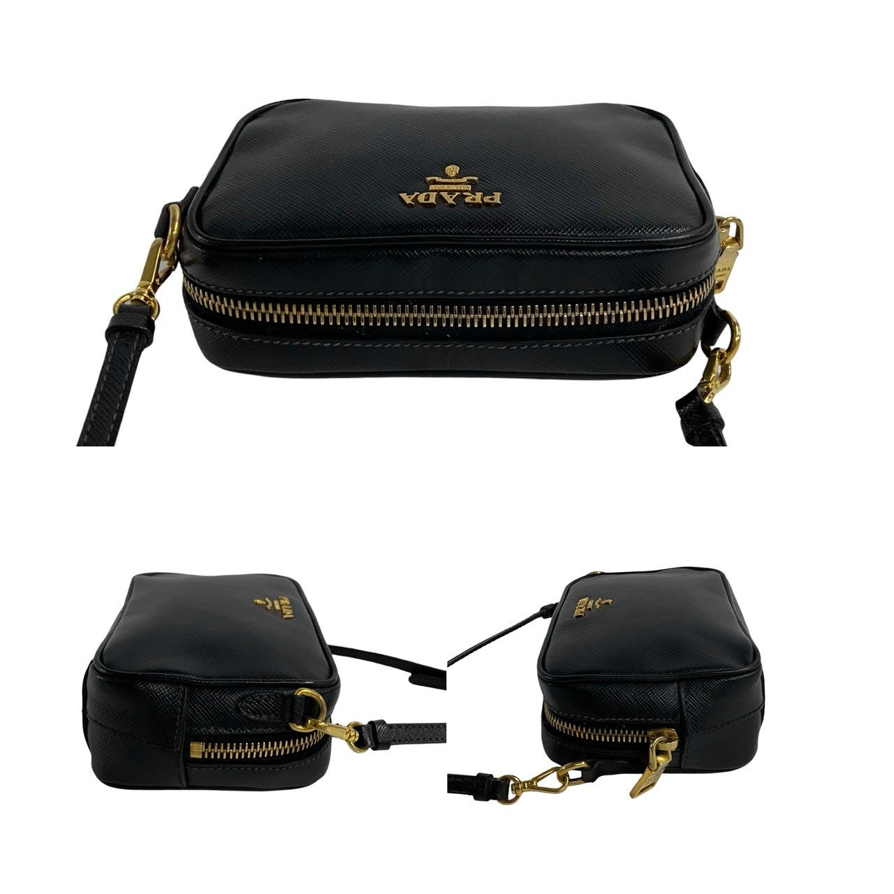 PRADA Shoulder Bag leather black