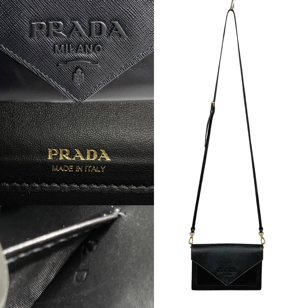 PRADA Shoulder Bag leather black