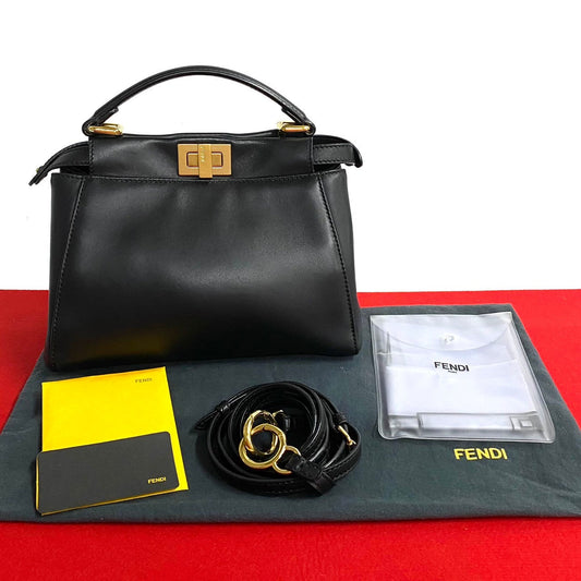 FENDI Shoulder Bag leather black Peek-a-boo mini