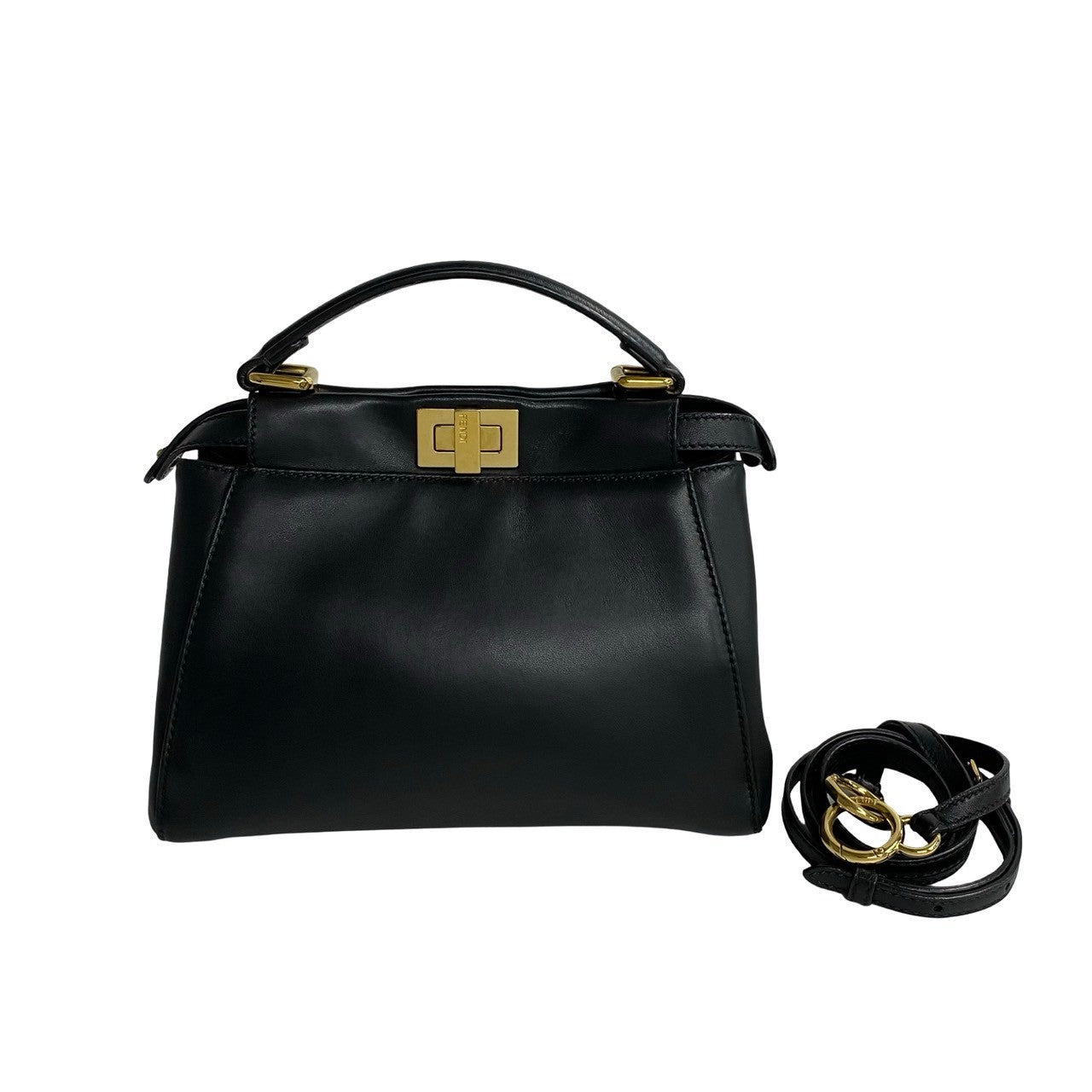 FENDI Shoulder Bag leather black Peek-a-boo mini