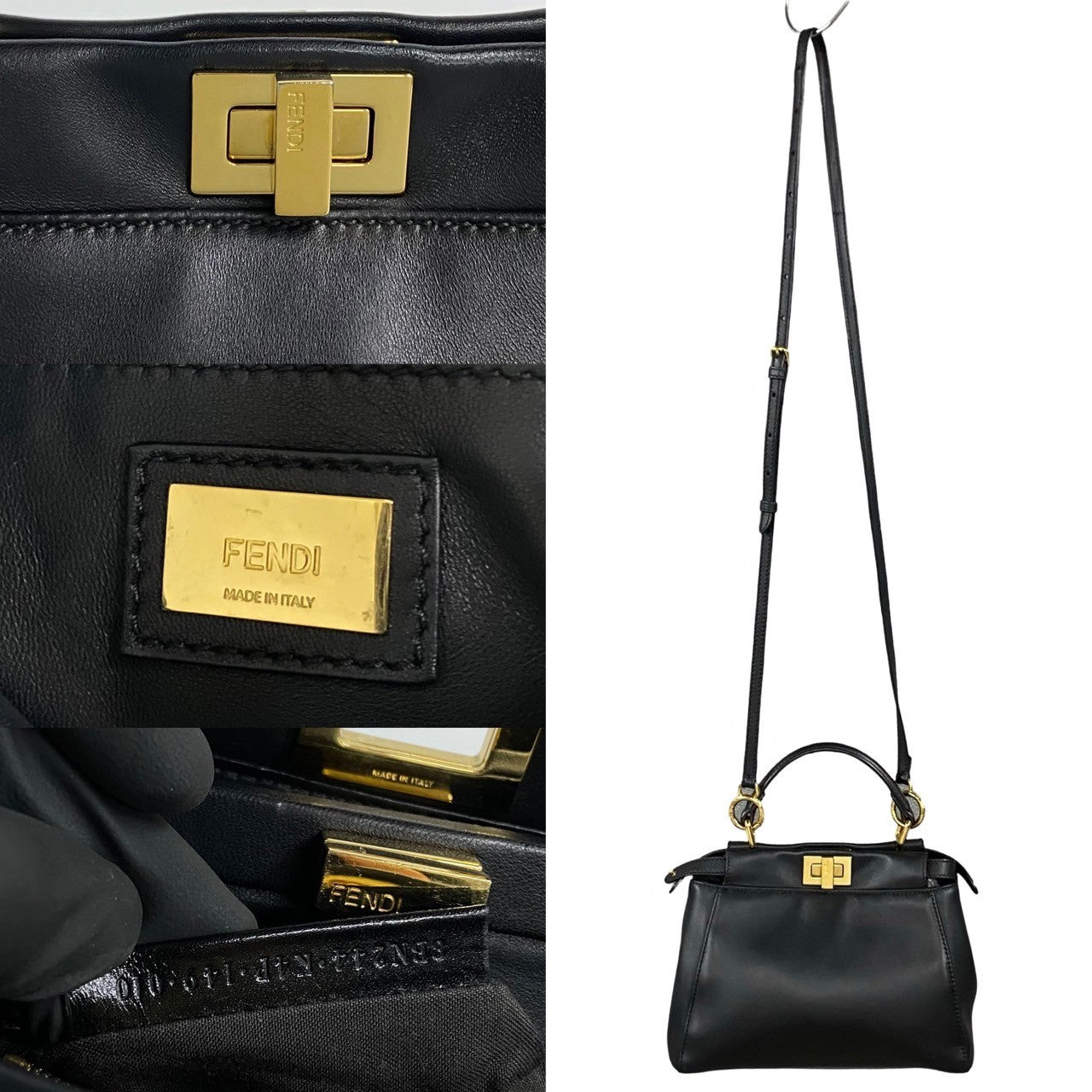 FENDI Shoulder Bag leather black Peek-a-boo mini