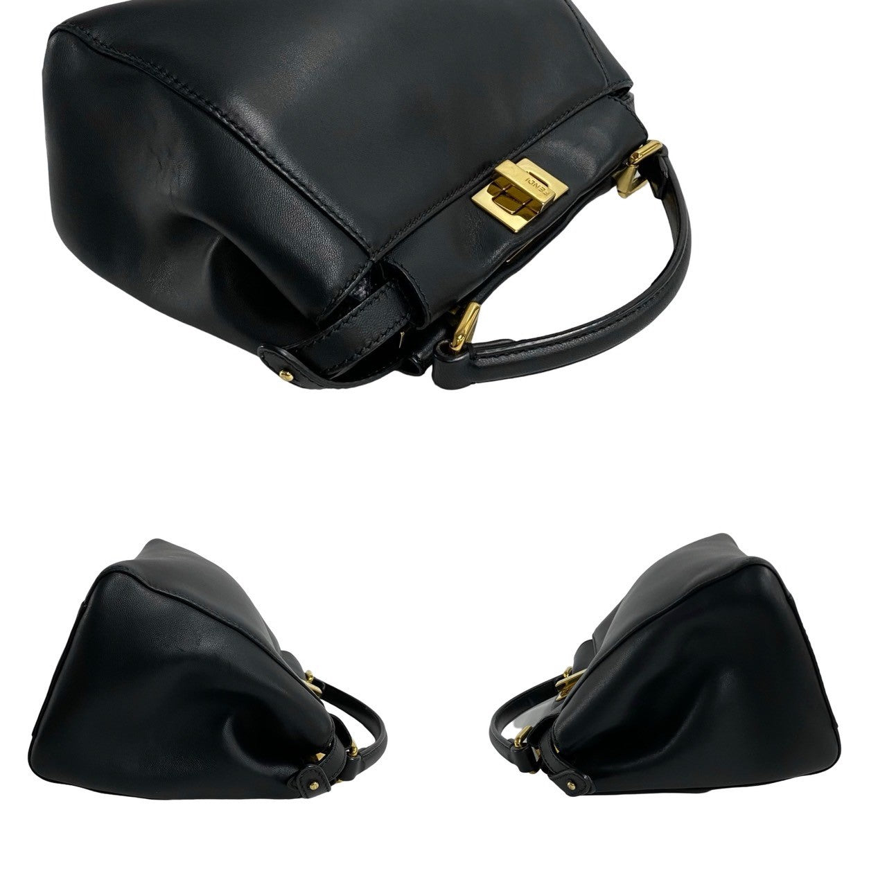 FENDI Shoulder Bag leather black Peek-a-boo mini