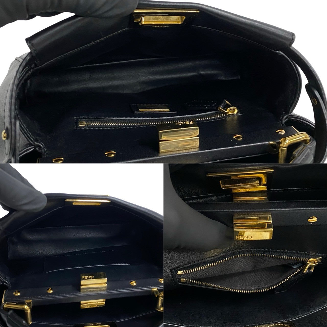 FENDI Shoulder Bag leather black Peek-a-boo mini