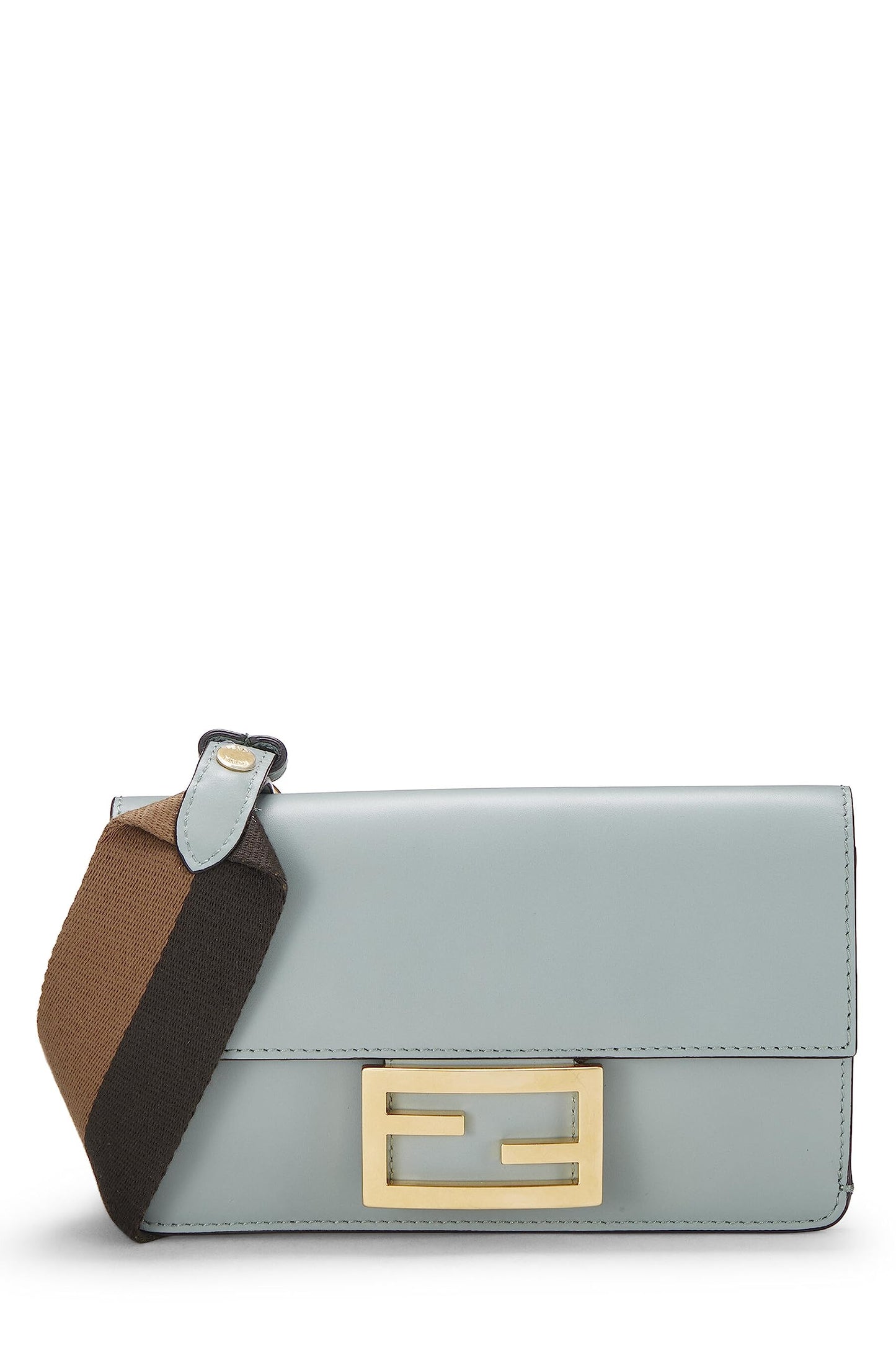 Fendi,  Green Leather Flat Baguette Bag Mini, Green