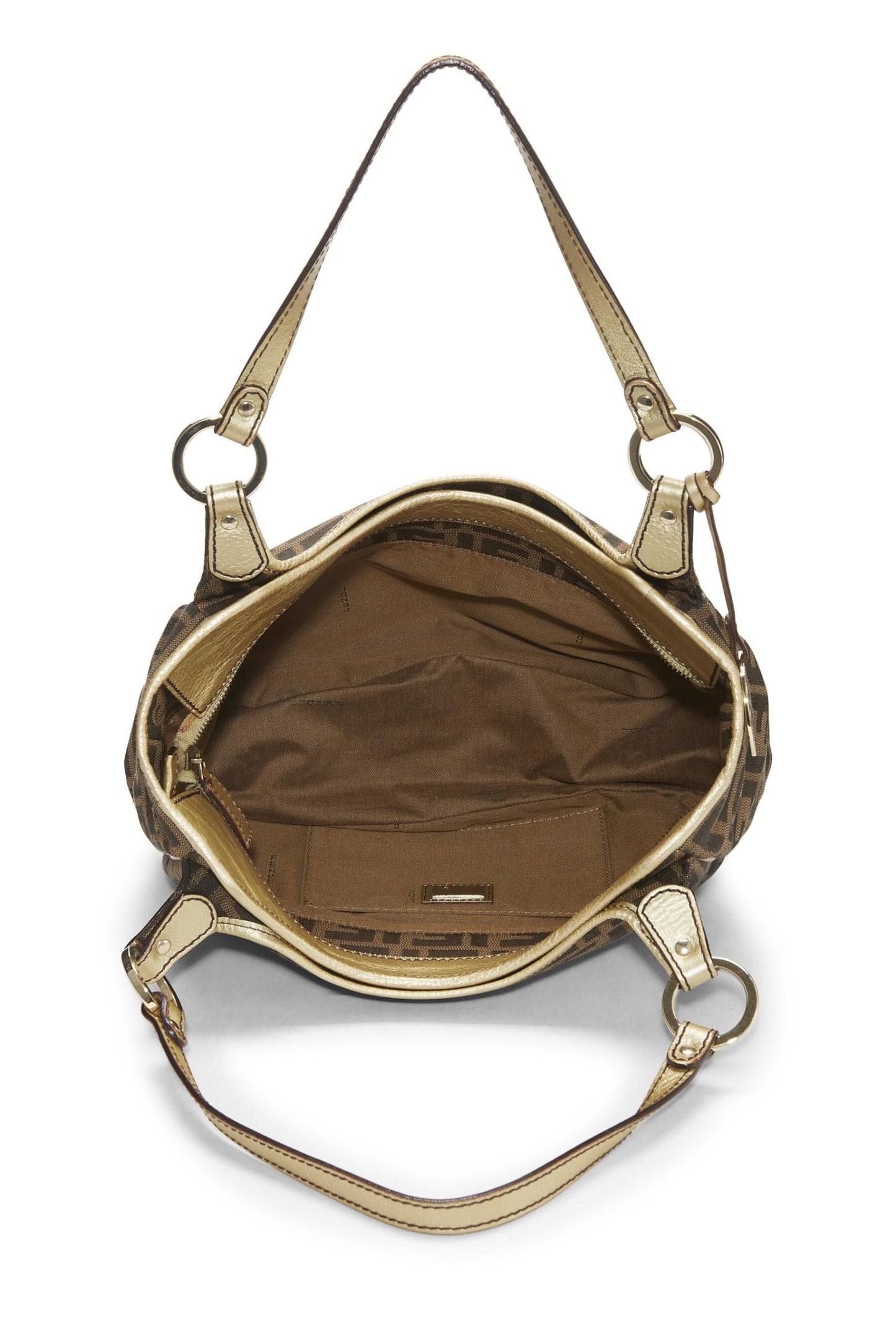 Fendi,  Gold Zucca Canvas Shoulder Bag, Gold