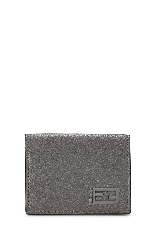 Fendi,  Grey Leather Tri-Fold Wallet, Grey