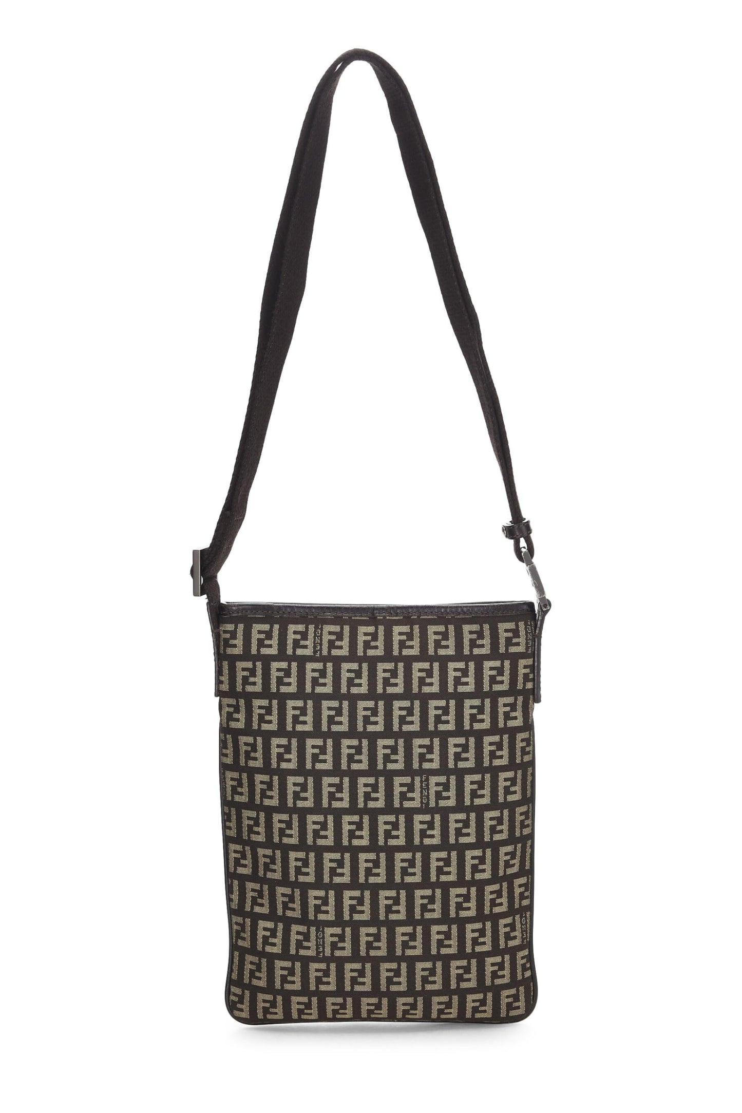 Fendi,  Brown Zucchino Canvas Crossbody, Brown