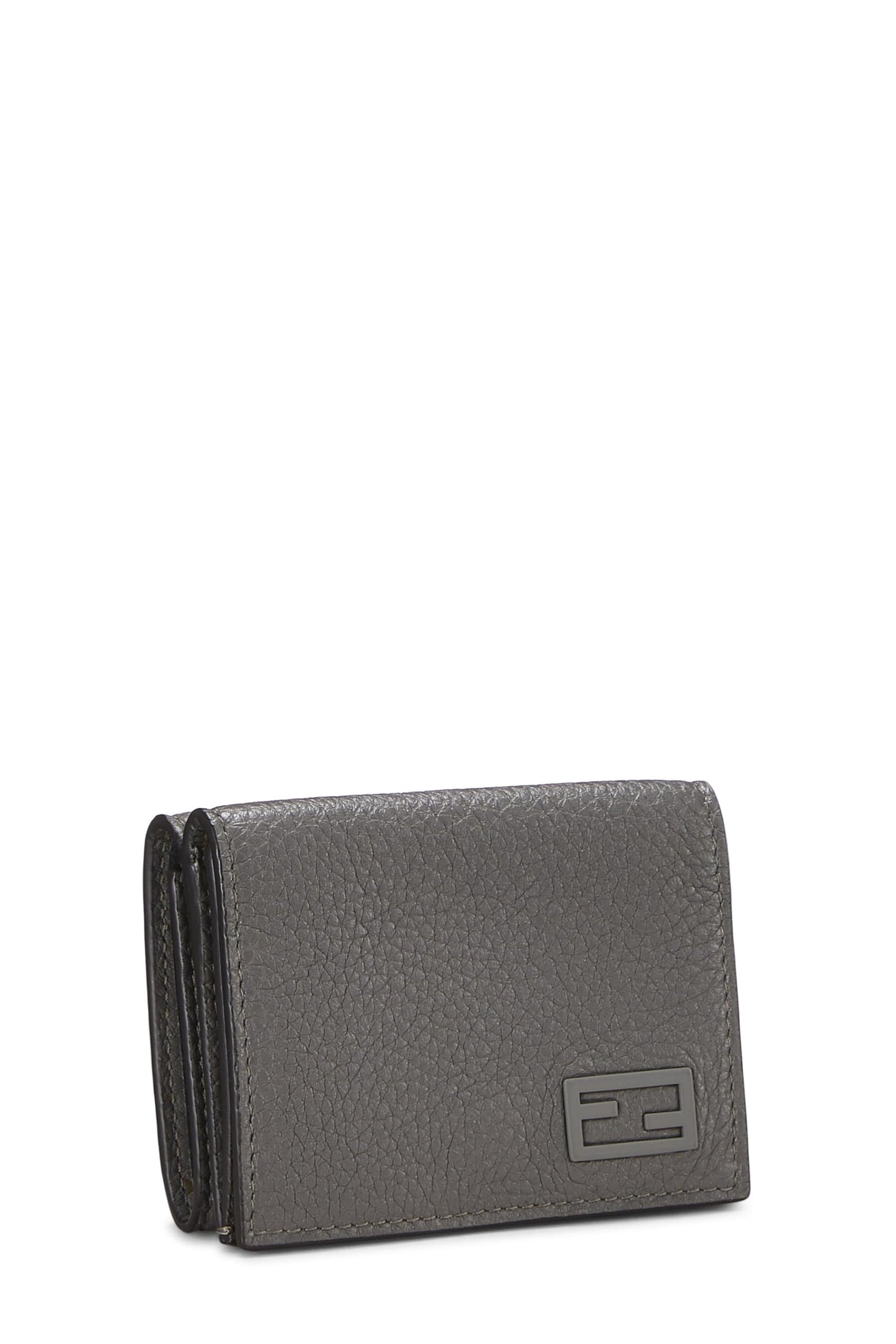 Fendi,  Grey Leather Tri-Fold Wallet, Grey