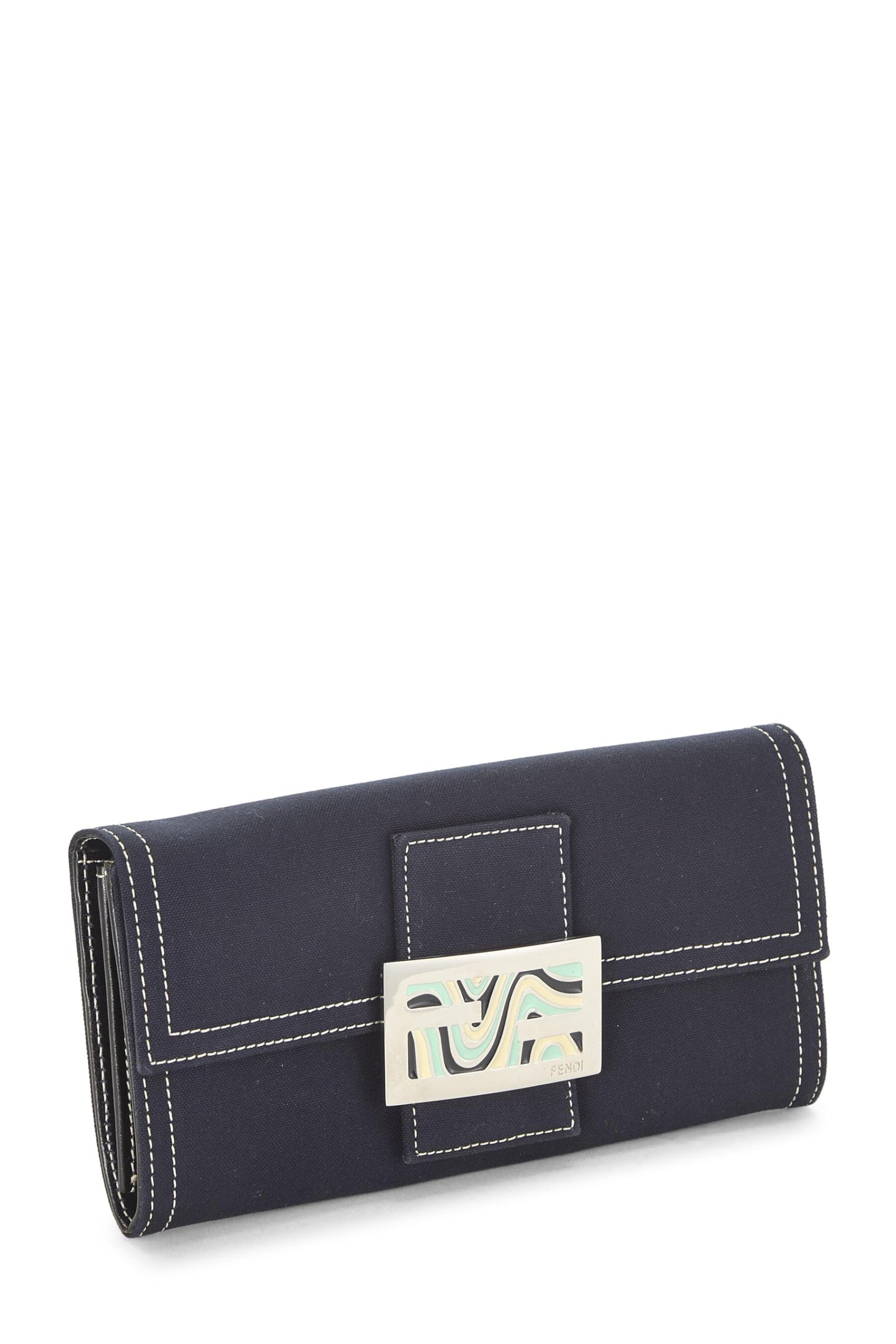 Fendi,  Navy Canvas Long Wallet, Navy