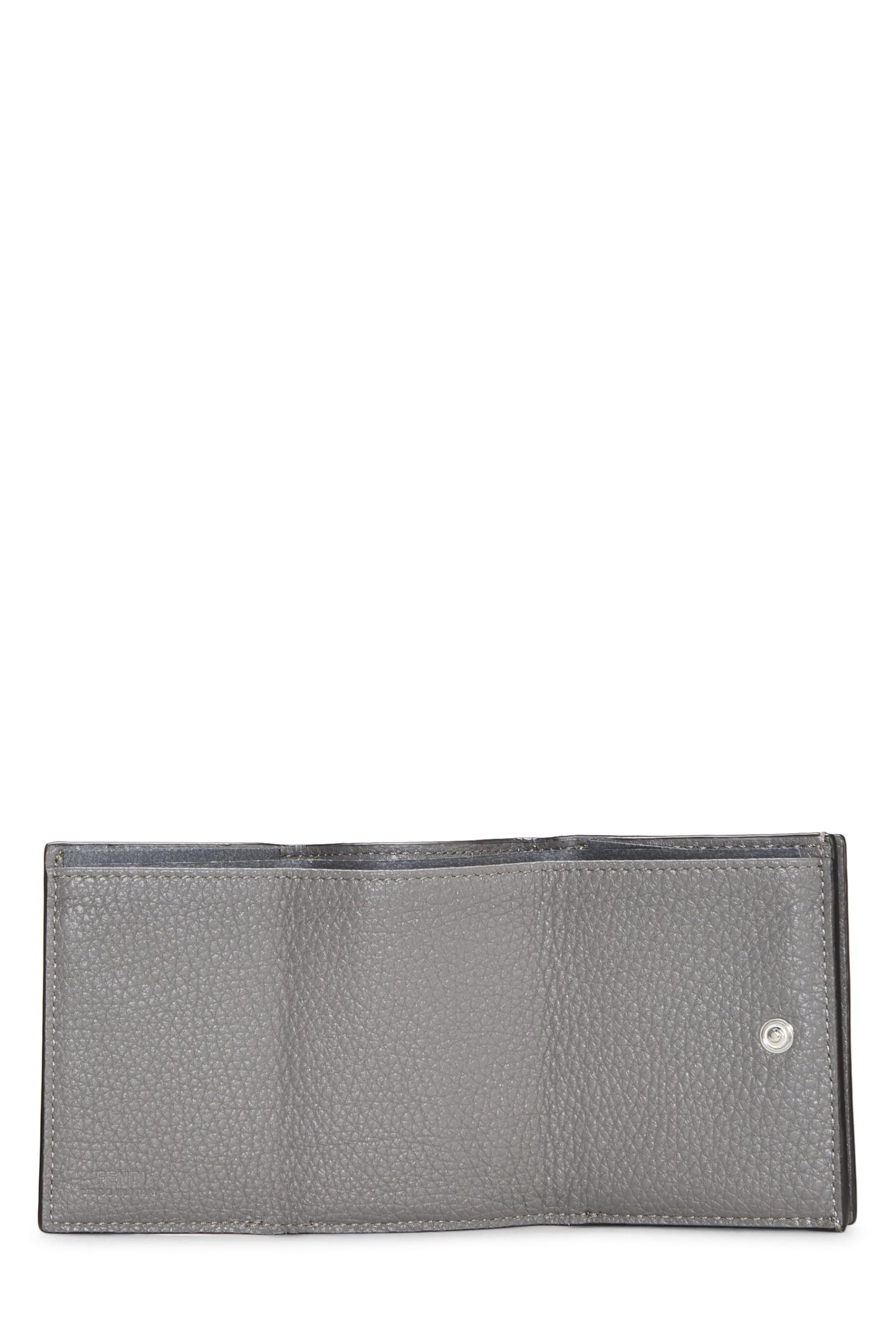 Fendi,  Grey Leather Tri-Fold Wallet, Grey