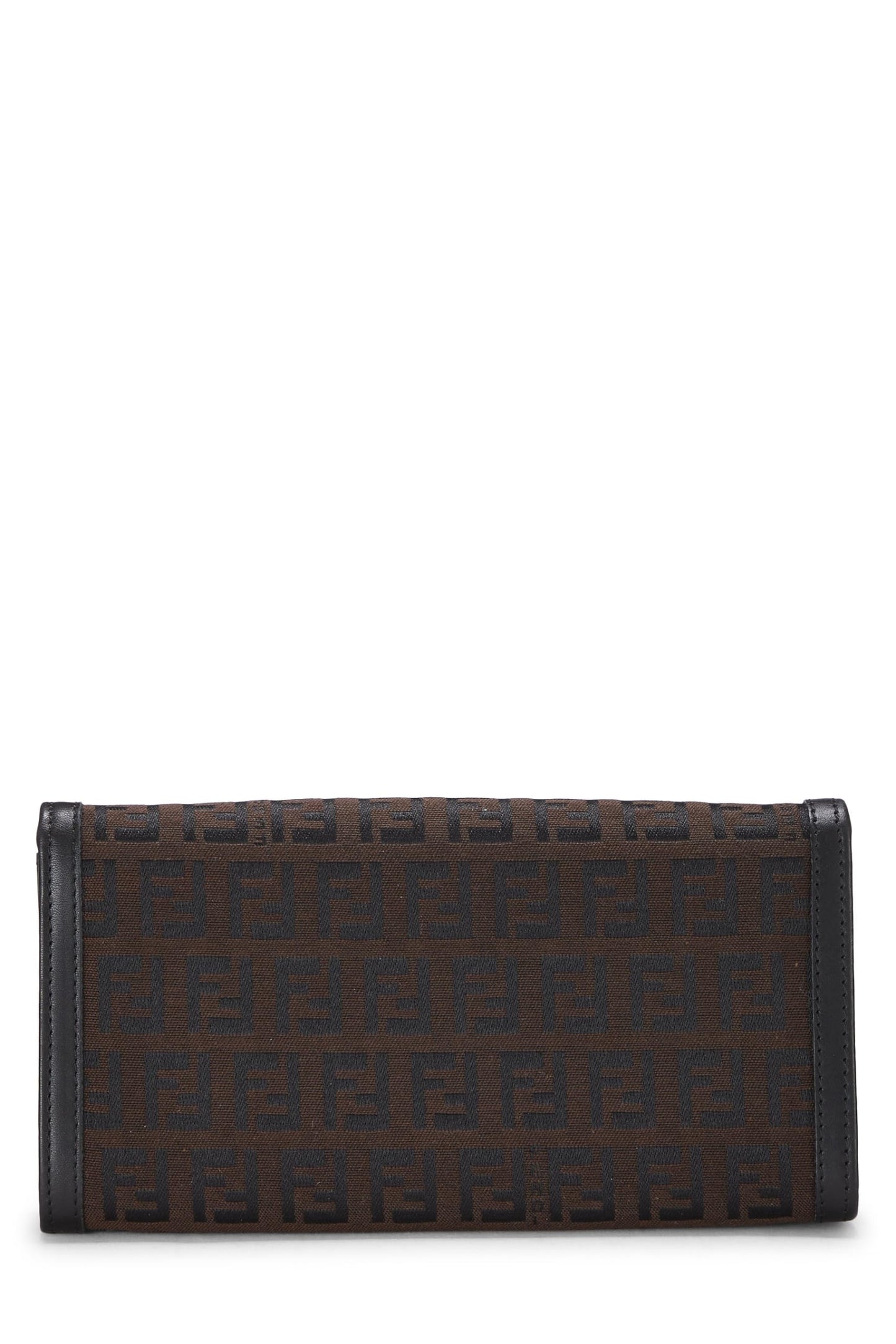 Fendi,  Brown Zucchino Canvas Long Wallet, Brown