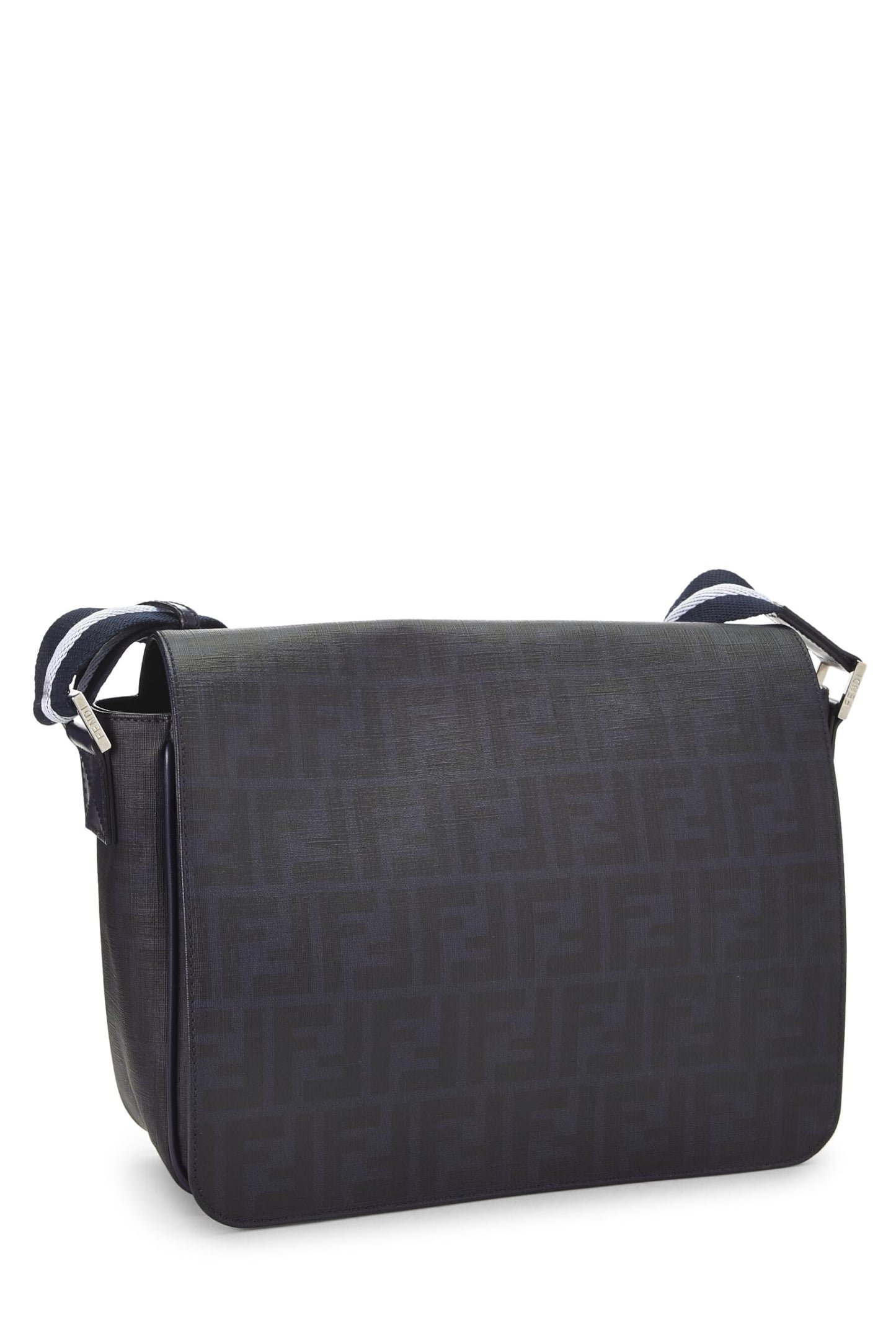 Fendi,  Navy Zucca Coated Canvas Messenger Large, Navy