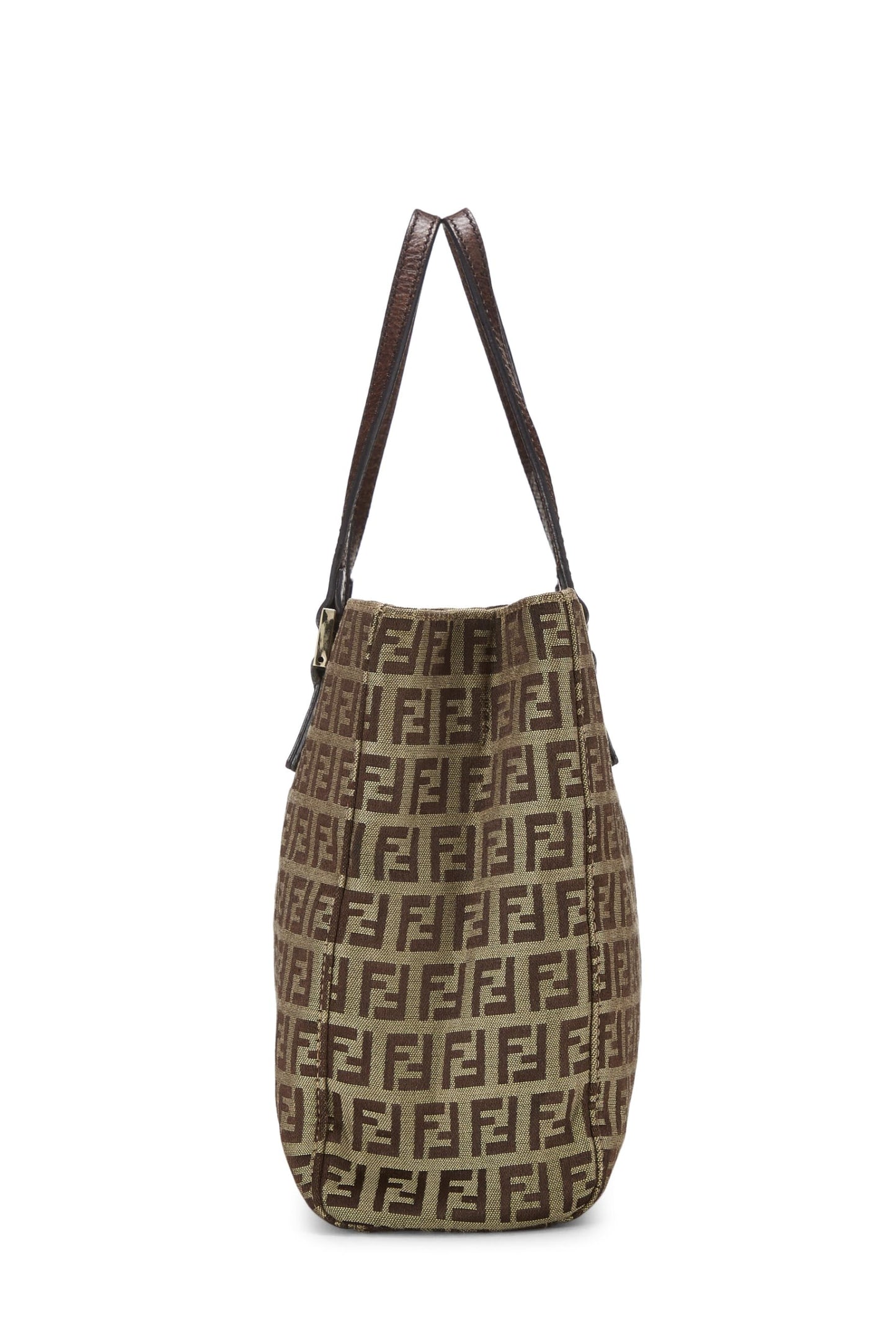 Fendi,  Brown Zucchino Canvas Tote Small, Brown