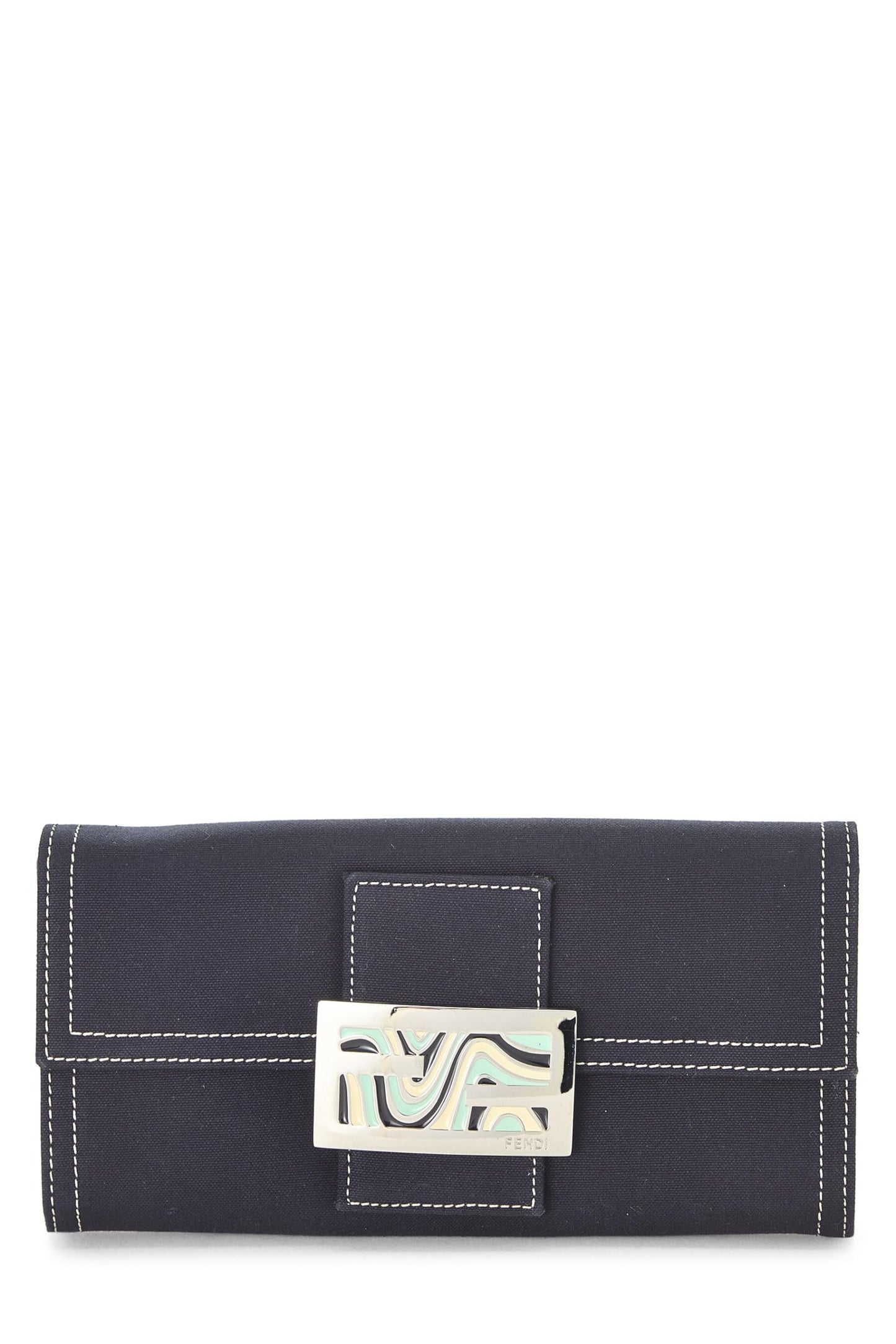 Fendi,  Navy Canvas Long Wallet, Navy