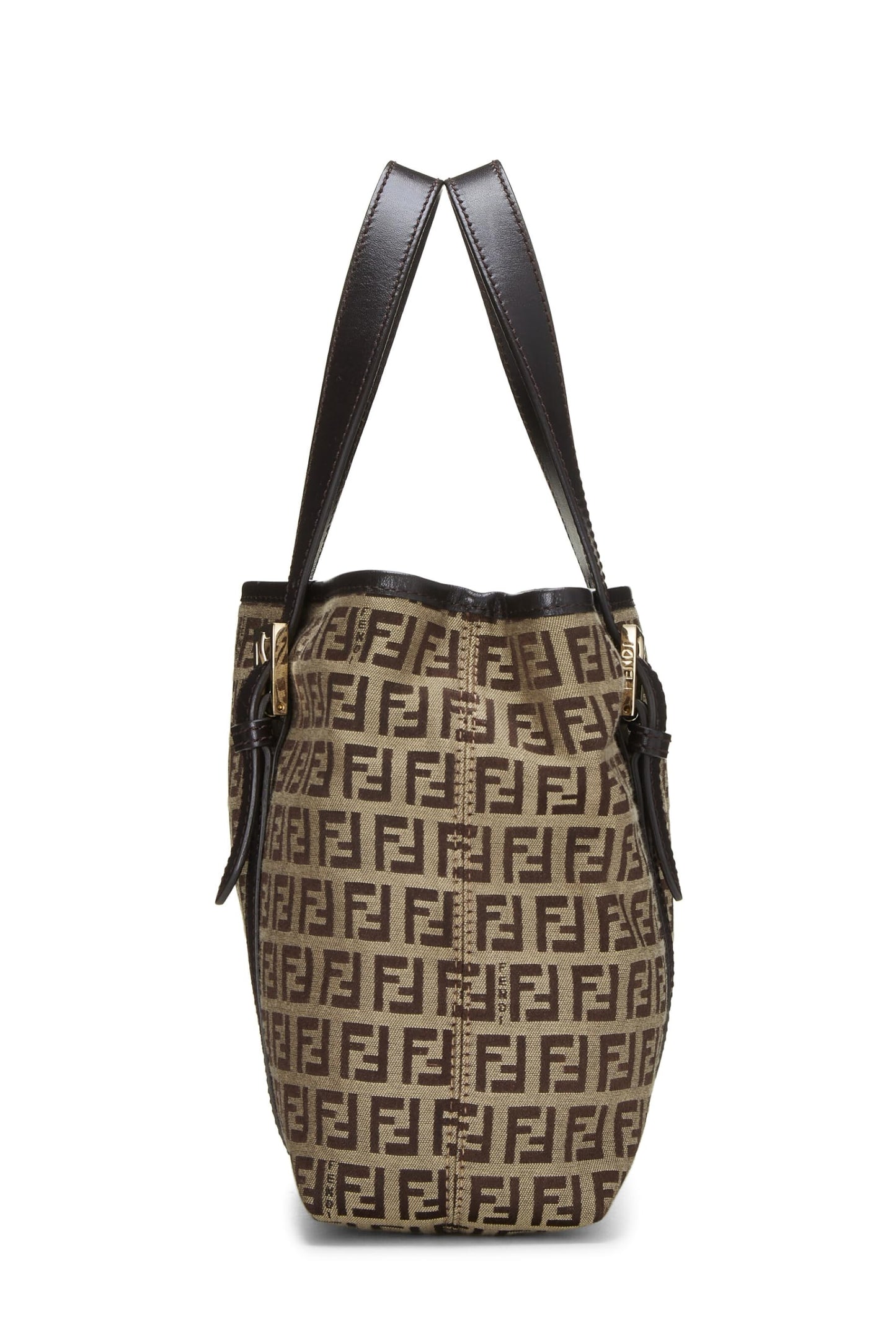 Fendi,  Brown Zucchino Canvas Handbag Small, Brown