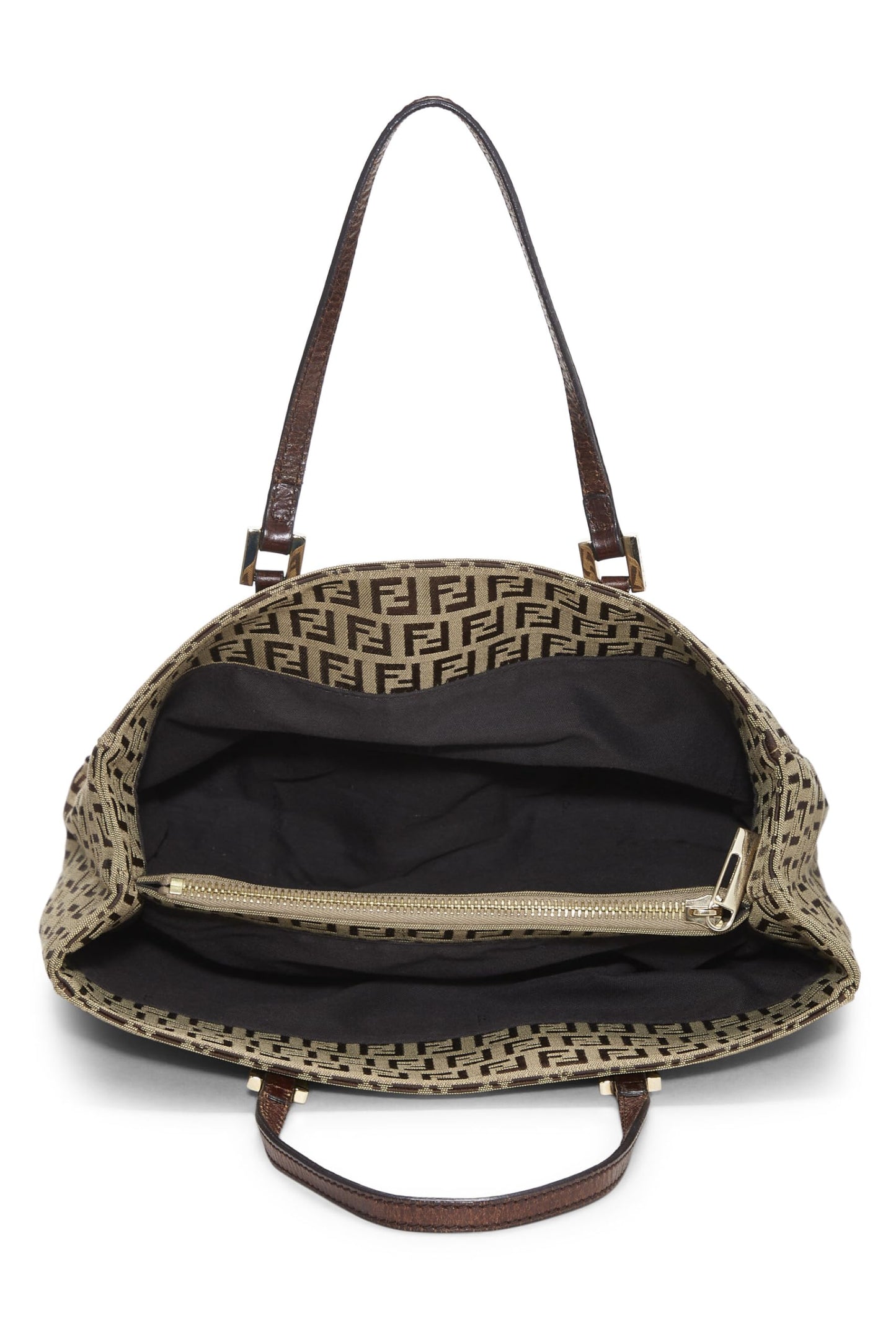 Fendi,  Brown Zucchino Canvas Tote Small, Brown