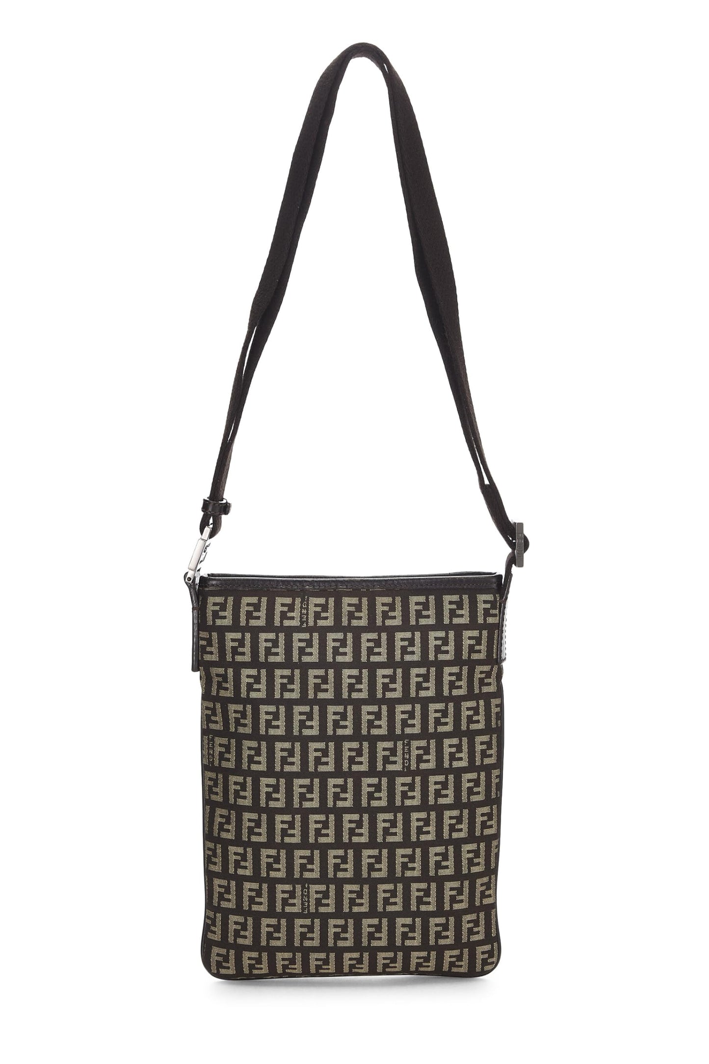 Fendi,  Brown Zucchino Canvas Crossbody, Brown