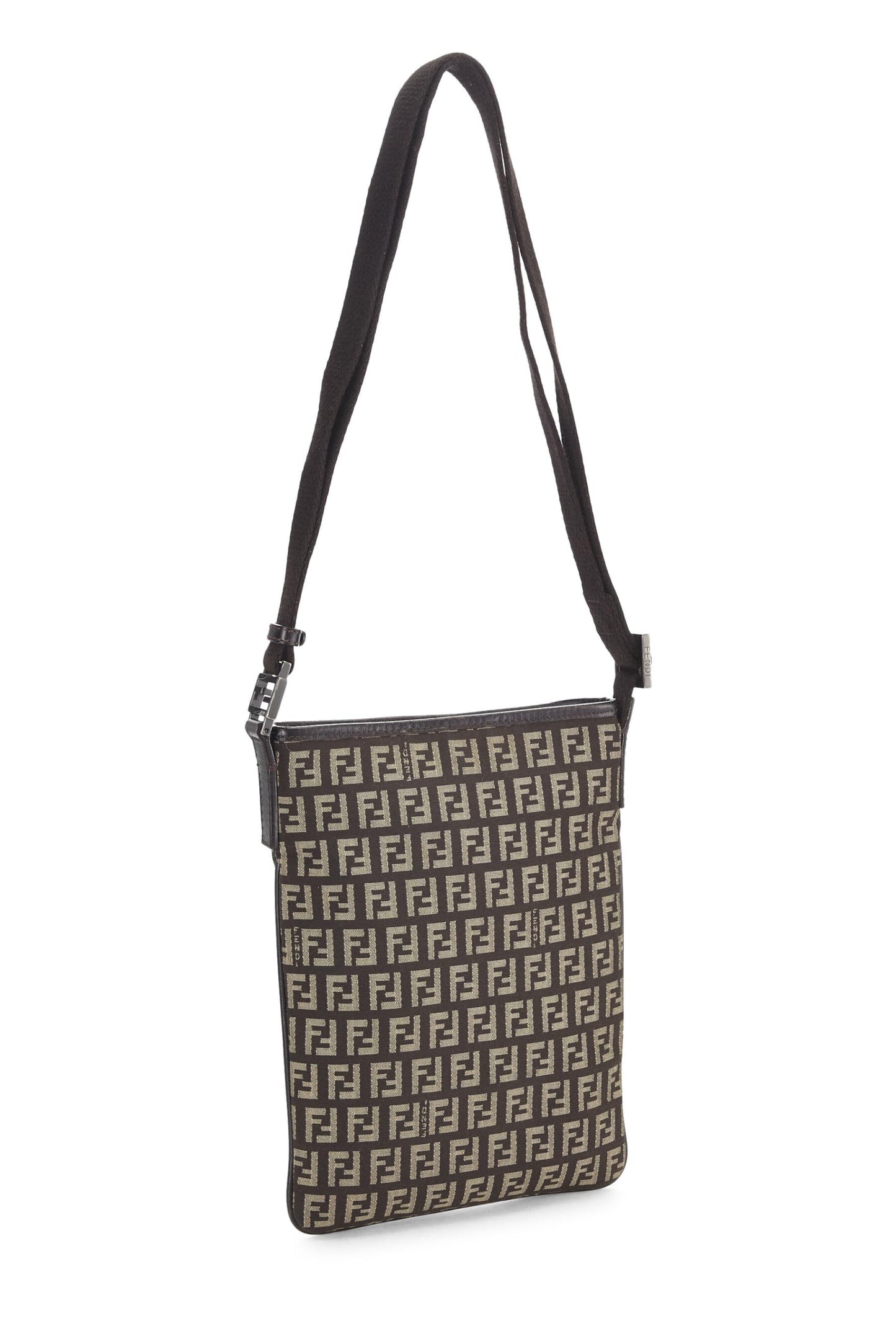 Fendi,  Brown Zucchino Canvas Crossbody, Brown