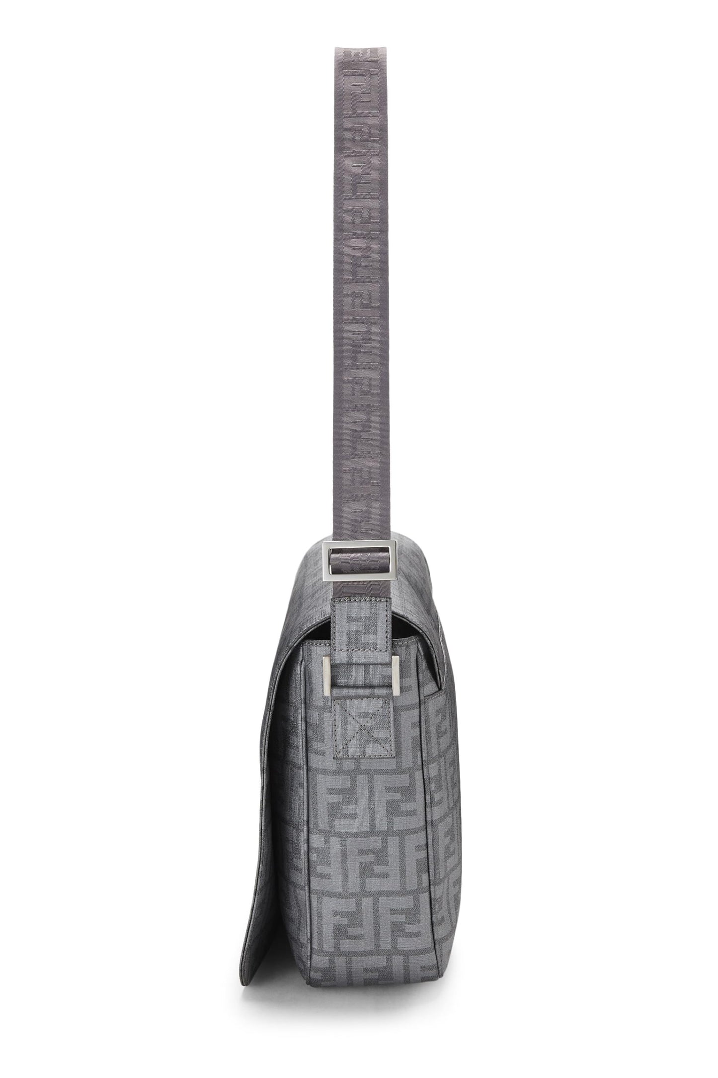 Fendi,  Grey Zucca Coated Canvas Messenger Large, Grey