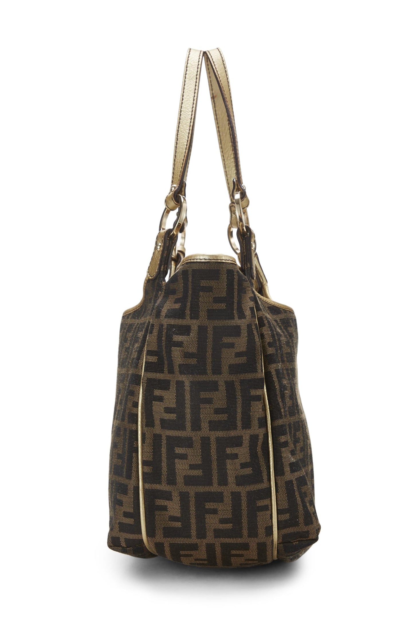 Fendi,  Gold Zucca Canvas Shoulder Bag, Gold