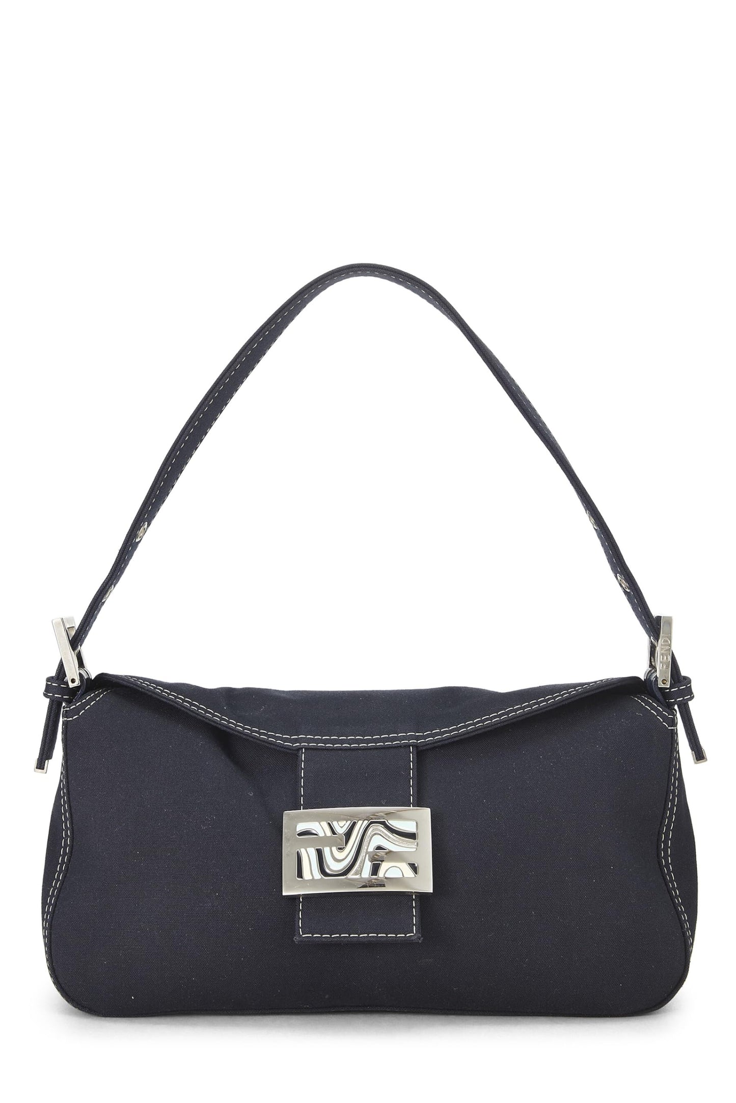 Fendi,  Navy Canvas Shoulder Bag Small, Navy