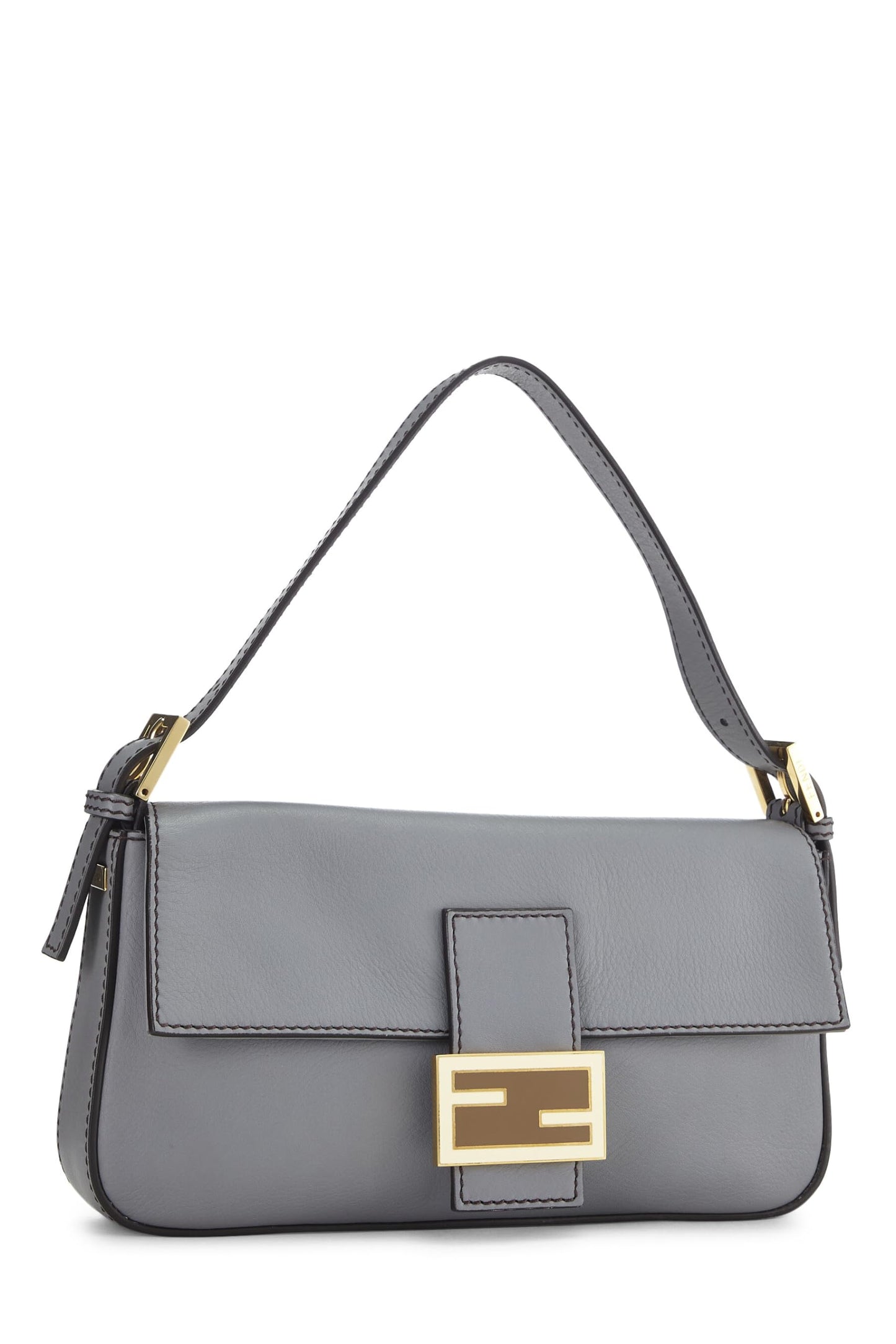 Fendi,  Grey Leather Baguette, Grey