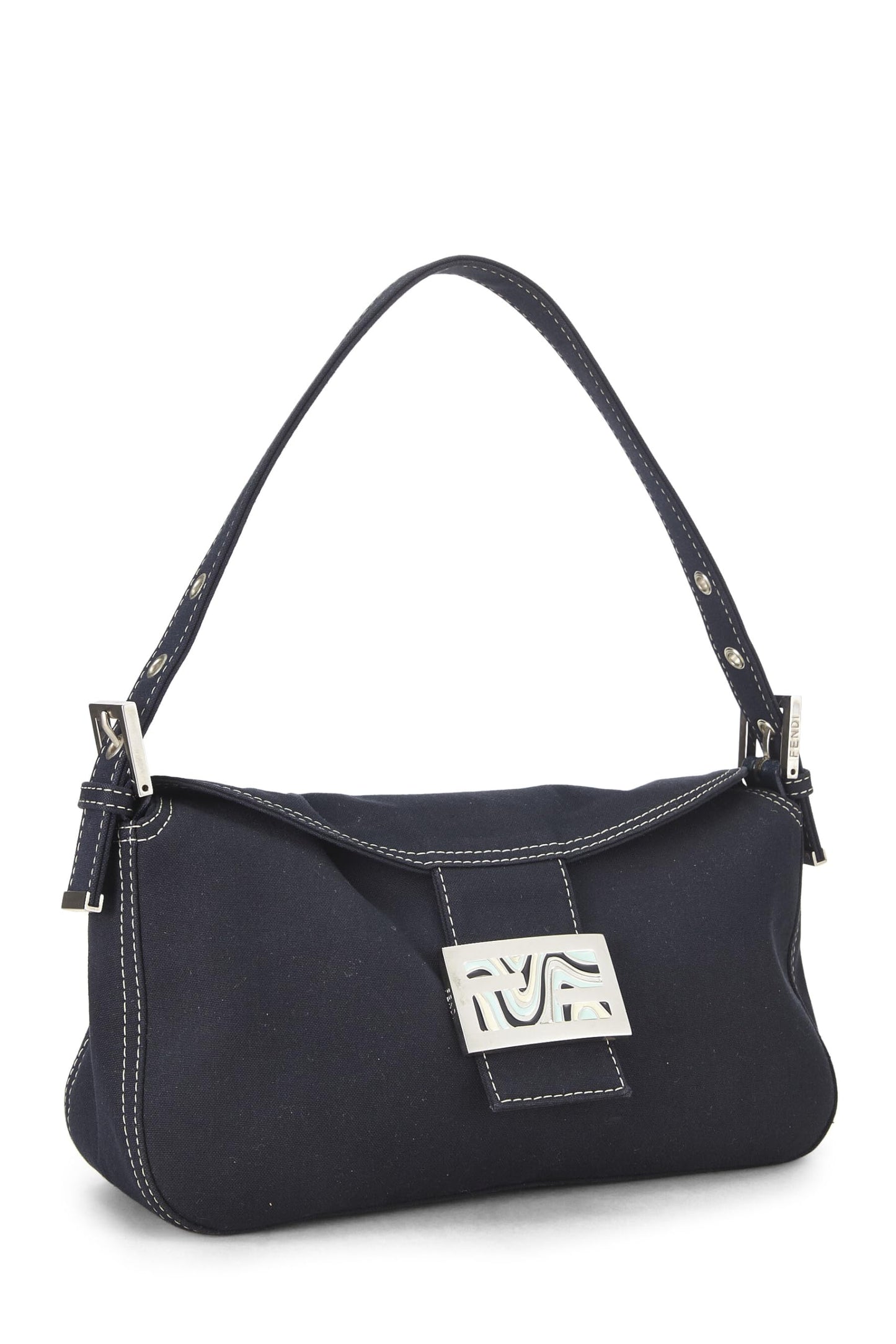 Fendi,  Navy Canvas Shoulder Bag Small, Navy