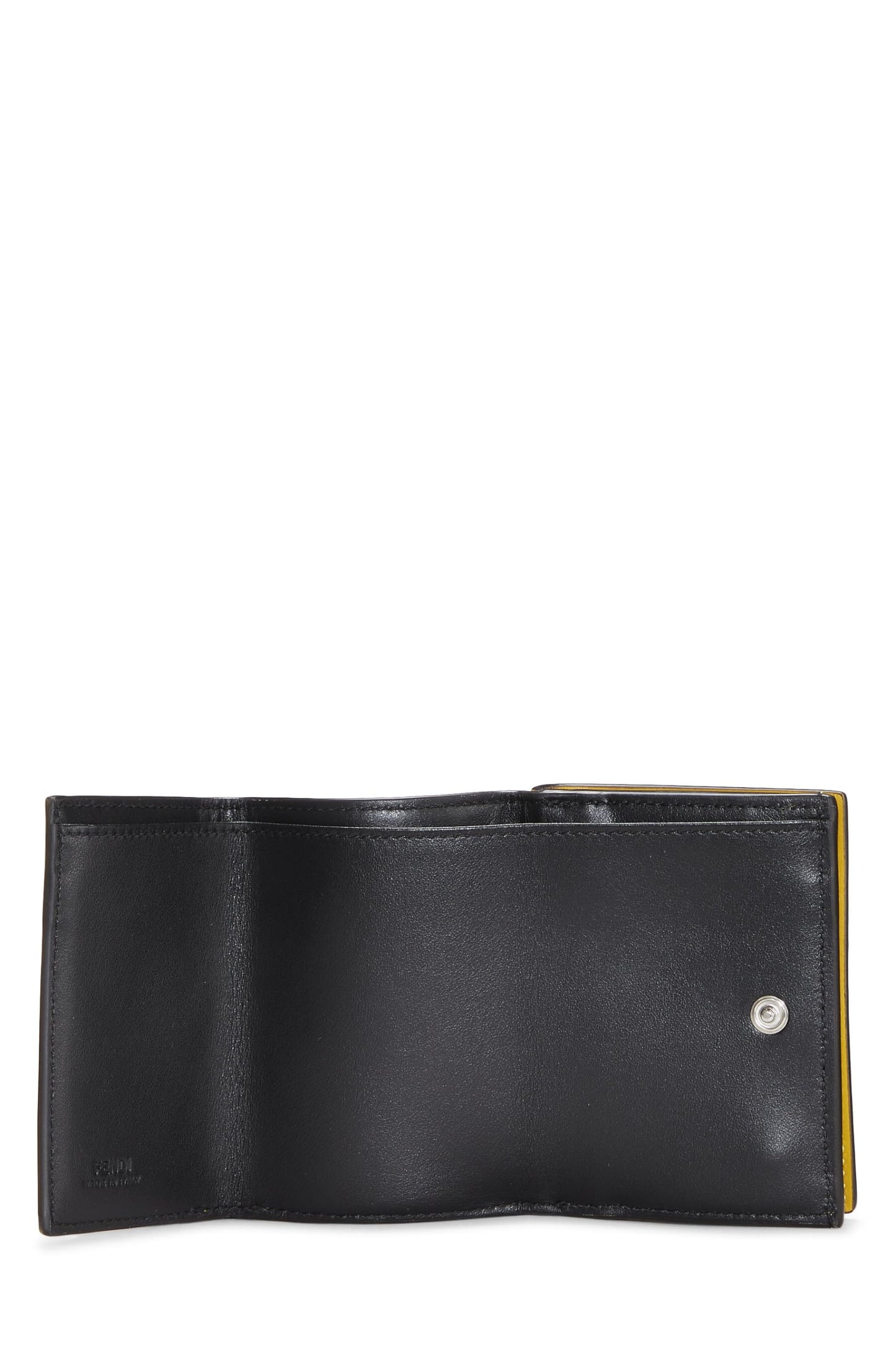 Fendi,  Yellow Zucchino Leather Trifold Wallet, Yellow