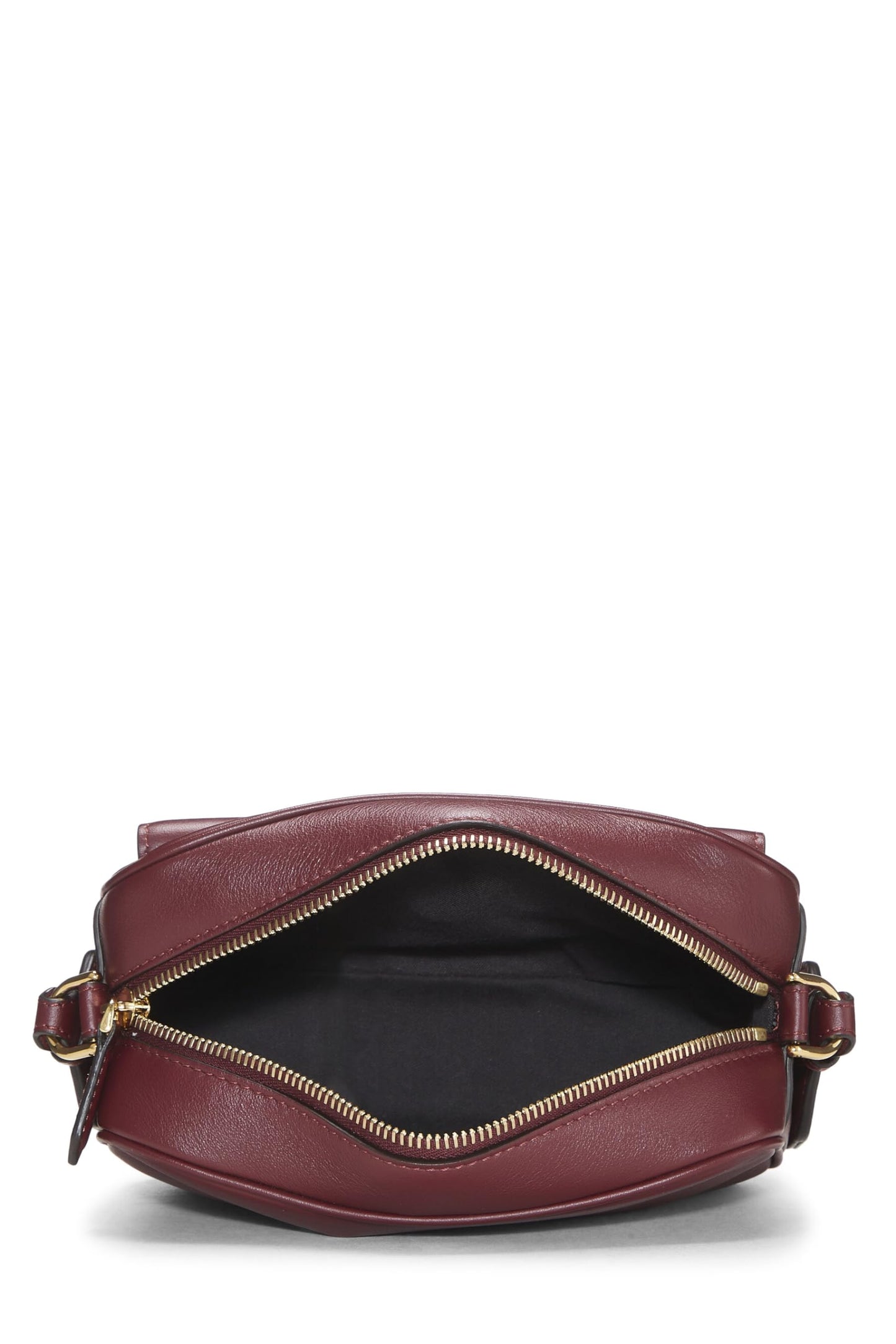 Fendi,  Burgundy Leather Baguette Camera Medium, Burgundy