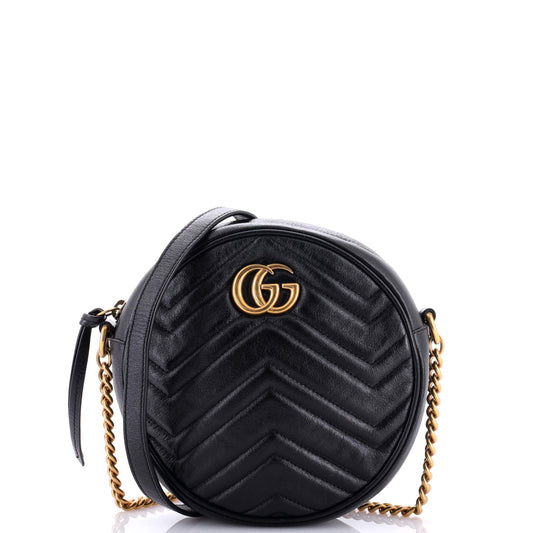 GG Marmont Round Shoulder Bag Matelasse Leather Mini