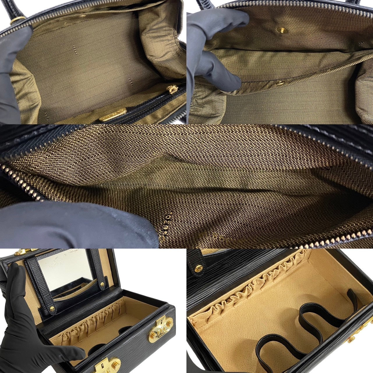 FENDI Shoulder Bag Epi Leather black