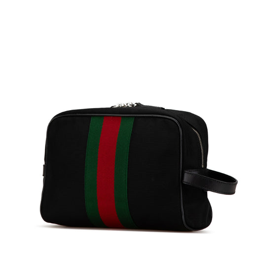 Black Gucci Techno Web Canvas Clutch