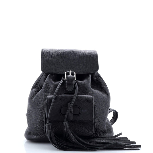 Bamboo Tassel Backpack Leather Mini