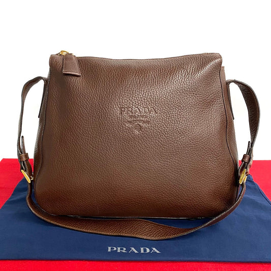 PRADA Shoulder Bag leather Brown