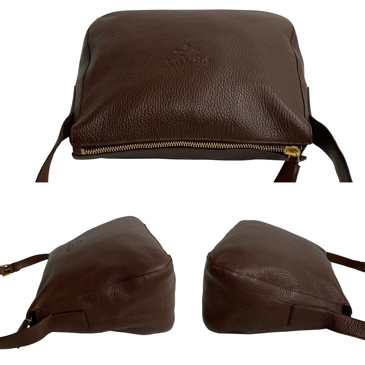 PRADA Shoulder Bag leather Brown