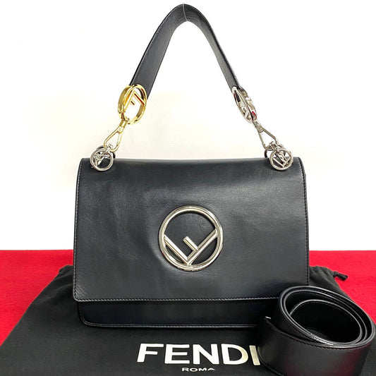 FENDI Shoulder Bag leather black Kanaeyev