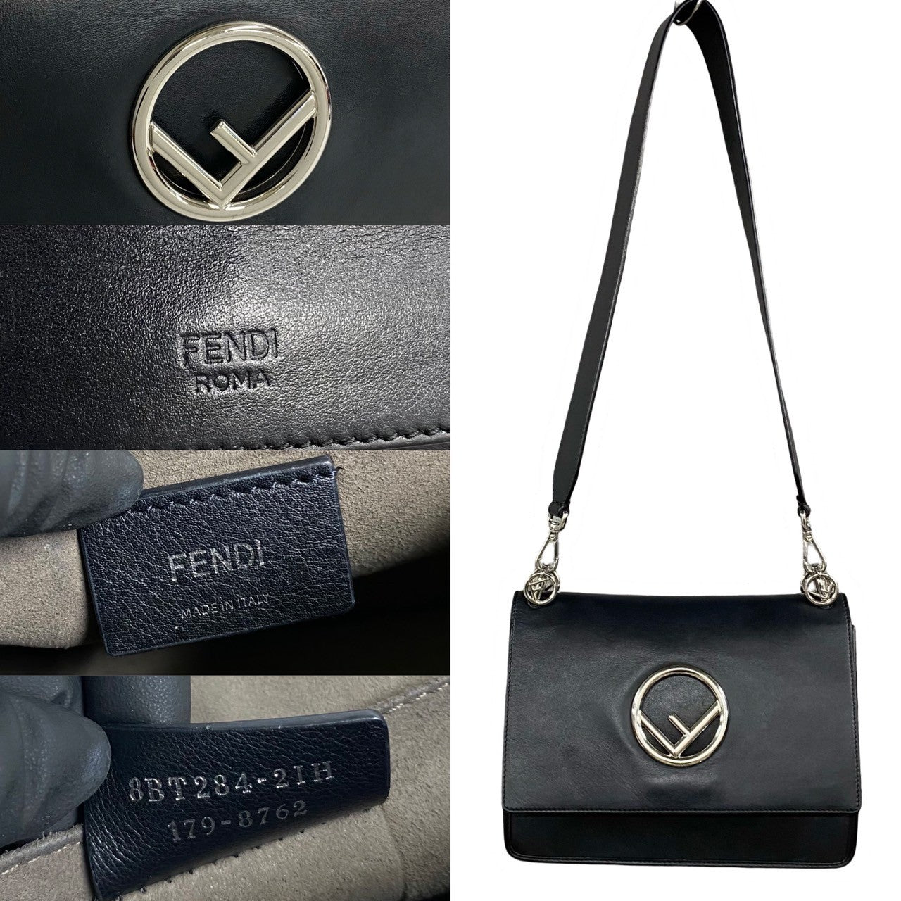 FENDI Shoulder Bag leather black Kanaeyev