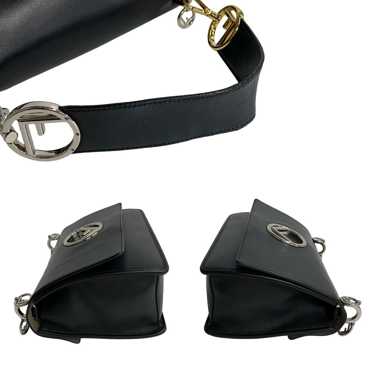 FENDI Shoulder Bag leather black Kanaeyev