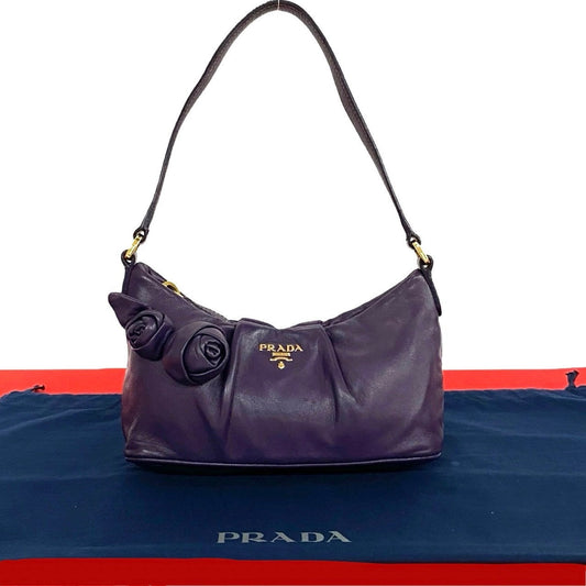 PRADA Shoulder Bag leather purple