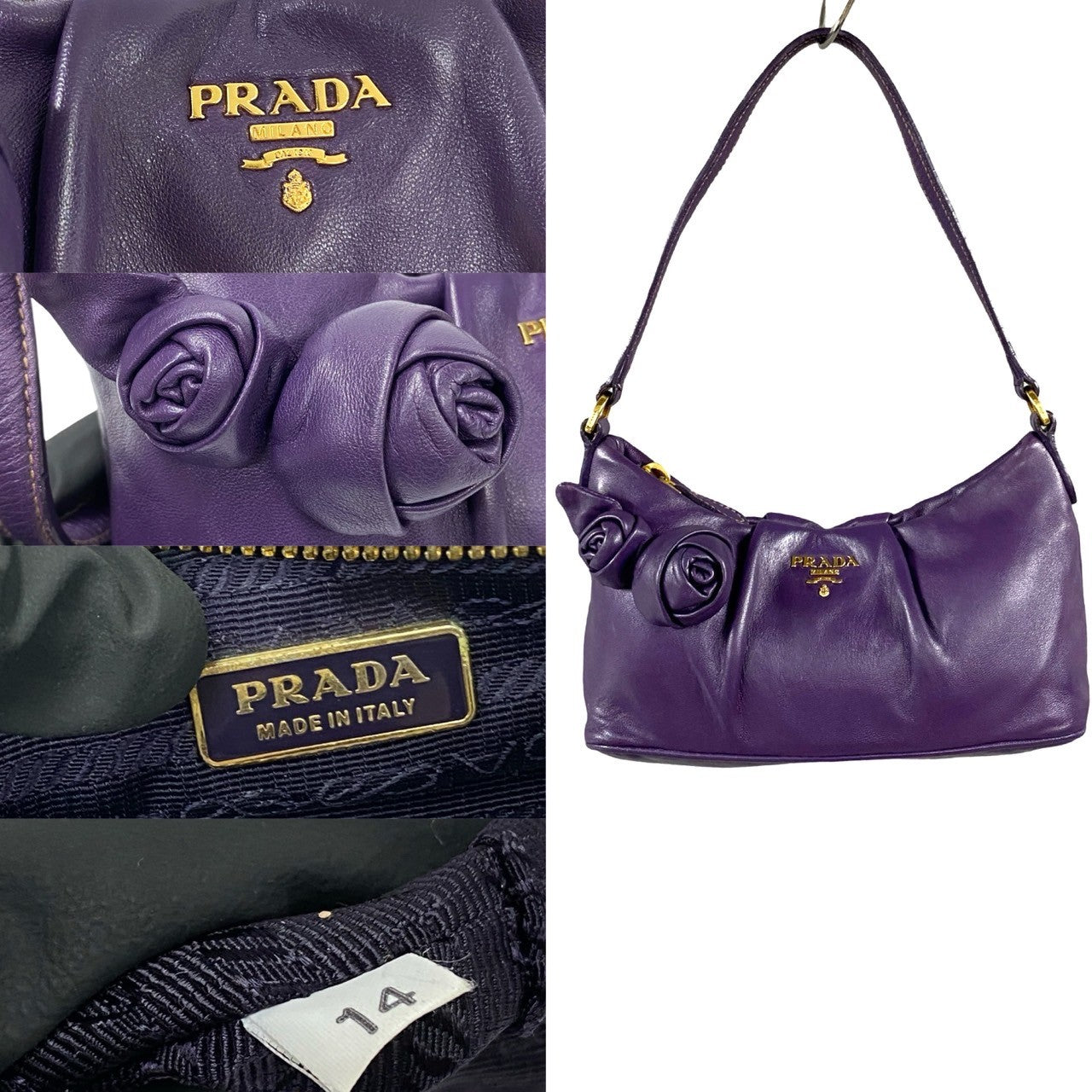 PRADA Shoulder Bag leather purple