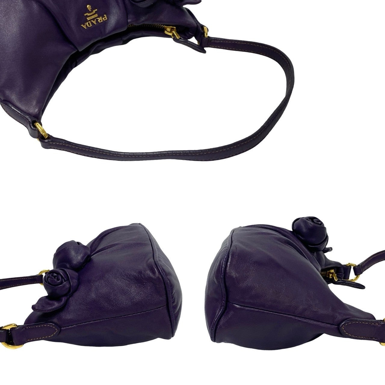 PRADA Shoulder Bag leather purple