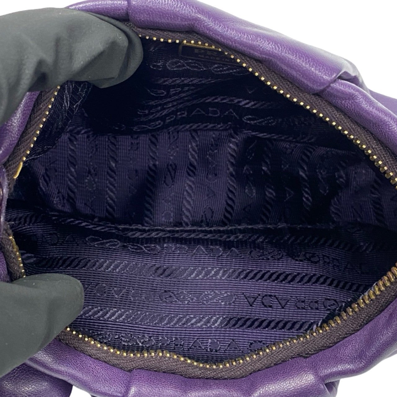 PRADA Shoulder Bag leather purple