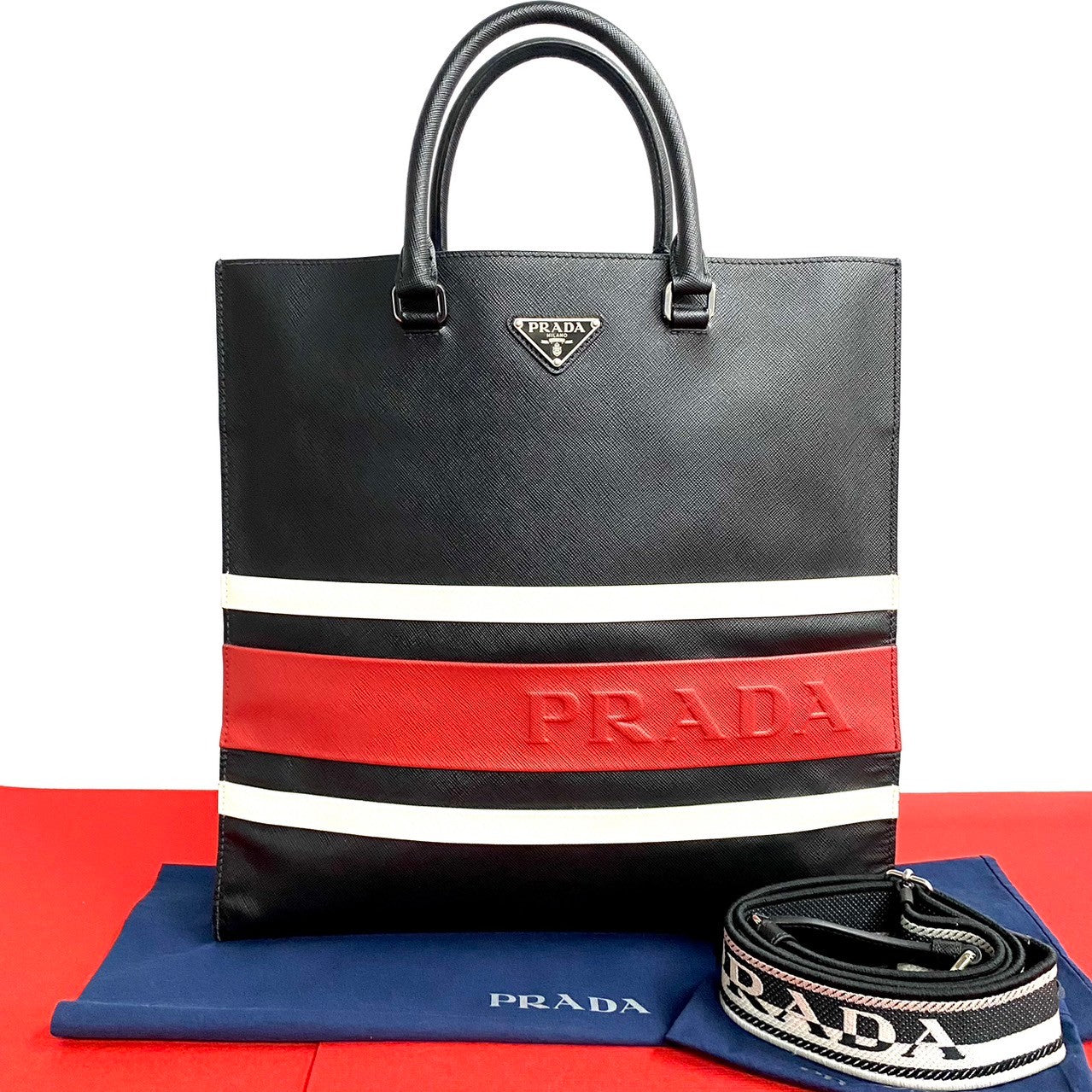 PRADA Shoulder Bag leather black