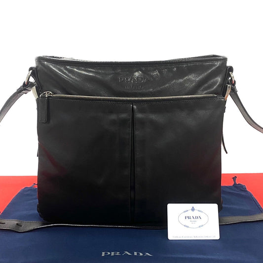 PRADA Shoulder Bag leather black