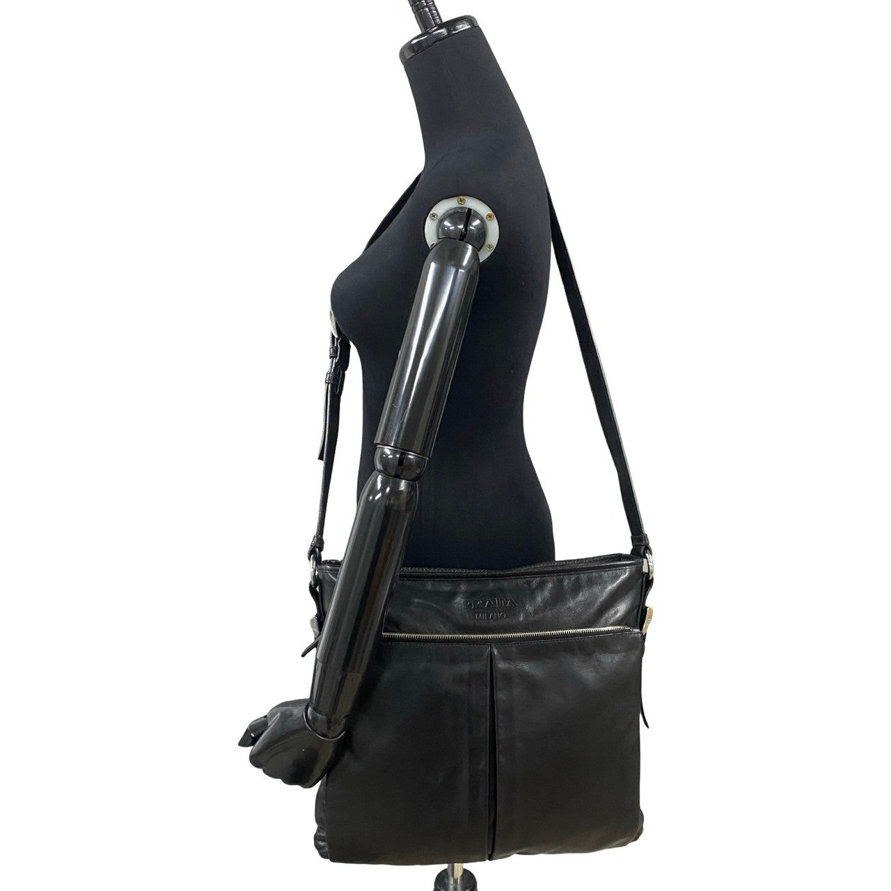 PRADA Shoulder Bag leather black