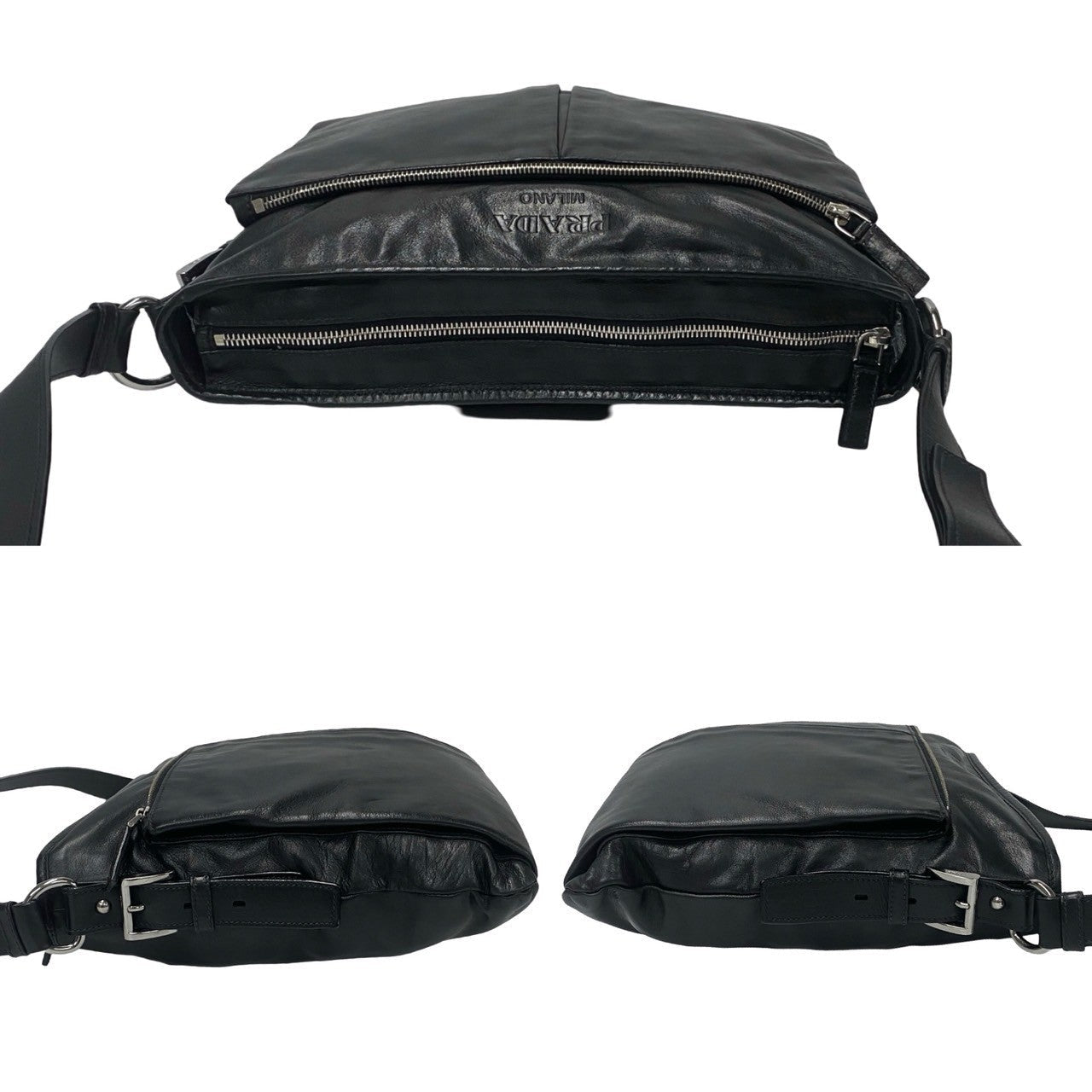 PRADA Shoulder Bag leather black